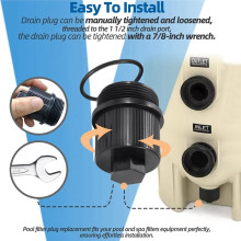 2 Stück Poolfilter-Entwässerungsstopfen 190030 Kappenmontage Passt zu für Clean & Clear Kartuschen-Pool-Spa-Filter