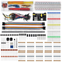 DIY Electronic Component Assorted for ,830 Point Breadboard,LED Diodes,Jumper Wires,Resistor and Capacitor Pack