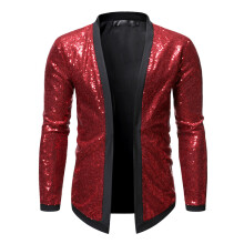 (Wine Red, L) Men's Dance Party Cardigan Casual Jacket ZT-JK25