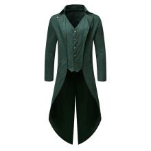 (Green, M) Men's Long Sleeve Solid Button Irregular Tuxedo BC7928