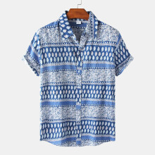 (C86, L) Camicia da uomo a maniche corte con stampa floreale, ideale per ragazzi e ragazze, perfetta per la primavera e l'estate.