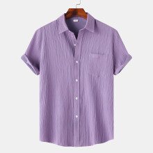 (Purple, S) Herren Sommer Polo Kurzarmhemd, einfarbig, lässige Passform