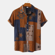 (C94, L) Camicia da uomo a maniche corte con stampa floreale, ideale per ragazzi e ragazze, perfetta per la primavera e l'estate.