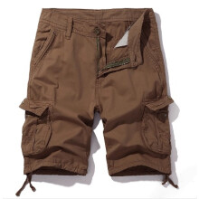 (Brown, 40) Sommer Plus Size Mellomlange Camo Cargo Shorts Flerfargede Friluftsshorts med Flerlommer
