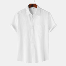 (White, S) Herren Sommer Polo Kurzarmhemd, einfarbig, lässige Passform