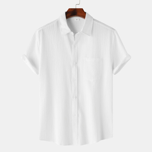 (White, S) Herren Sommer Polo Kurzarmhemd, einfarbig, lässige Passform
