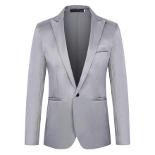 (Gray, 5XL) Giacca da completo slim da uomo, modello slim fit, con un solo bottone, stile coreano, primavera/autunno.