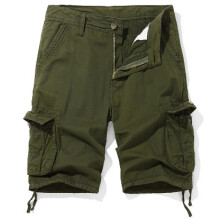 (Army Green, 30) Sommer Plus Size Mellomlange Camo Cargo Shorts Flerfargede Friluftsshorts med Flerlommer