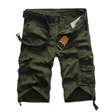 (Green, 30) Sommer Plus Size Mellomlange Camo Cargo Shorts Flerfargede Friluftsshorts med Flerlommer