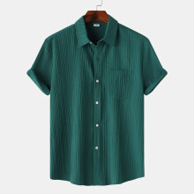 (Peacock blue, S) Men's Summer Solid Polo Short Sleeve Shirt Casual Fit