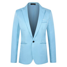 (Sky Blue, 5XL) Spring & Autumn Men's One-Button Casual Slim Suit Jacket Korean Style Blazer