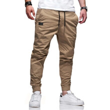 (Khaki, L) Pantaloni da lavoro casual da uomo slim fit affusolati, abbigliamento streetwear giovanile.