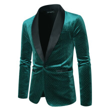 (Green, XL) Jesienno-zimowa męska marynarka w groszki z brokatem Disco ZT-X56