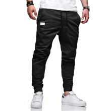(Black, M) Herre Slim Fit Tapered Casual Work Pants Ungdomsmote Streetwear