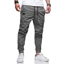 (Gray, S) Herre Slim Fit Tapered Casual Work Pants Ungdomsmote Streetwear