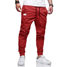(Red, 2XL) Herre Slim Fit Tapered Casual Work Pants Ungdomsmote Streetwear