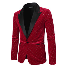 (Wine Red, XL) Men's ZT-X62 Diamond Pattern Winter Suit Jacket, Autumn Style