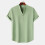 (Light Green, M) Summer Men's Linen Short Sleeve Stand Collar Pullover Solid Casual Loose Shirt 1