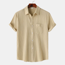(Khaki, M) Herren Sommer Polo Kurzarmhemd, einfarbig, lässige Passform