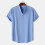 (Light Blue, S) Summer Men's Linen Short Sleeve Stand Collar Pullover Solid Casual Loose Shirt 1