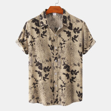 (C88, L) Camicia da uomo a maniche corte con stampa floreale, ideale per ragazzi e ragazze, perfetta per la primavera e l'estate.