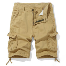 (Khaki, 40) Pantaloncini cargo estivi taglie forti di media lunghezza con stampa mimetica, multitasche e multicolore, ideali per attività all'aperto.