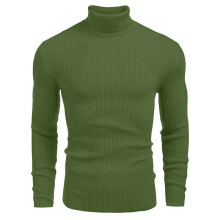 (Green, 3XL) Men's Chunky Knit High-Neck Sweater, Autumn Winter Long-Sleeve Pullover Top