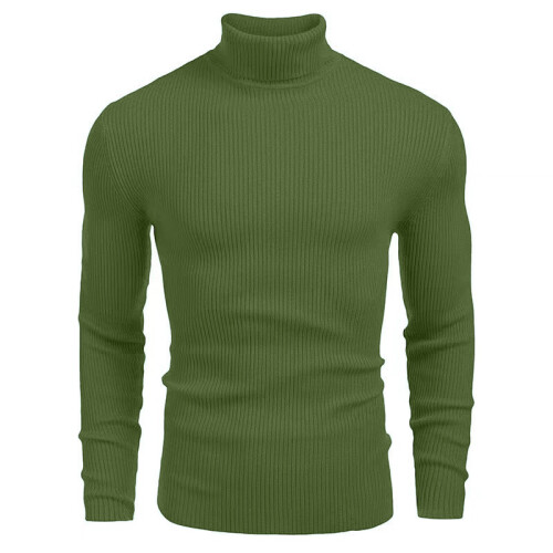 (Green, XL) Grobstrickpullover für Herren mit Stehkragen, Langarm-Pullover für Herbst und Winter