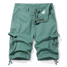 (Cyan Blue, 30) Sommer Plus Size Mellomlange Camo Cargo Shorts Flerfargede Friluftsshorts med Flerlommer