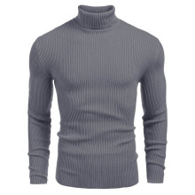 (Dark Gray, S) Męski sweter z grubej dzianiny z wysokim kołnierzem, jesienno-zimowy sweter z długim rękawem