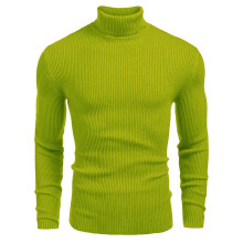 (Light Green, XL) Herregenser med høy hals, grovstrikket genser, langermet høst-vintergenser