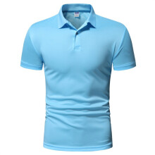 (Peacock blue, XL) Men's Summer Solid Polo Shirt Casual Plus Size Short Sleeve Tee