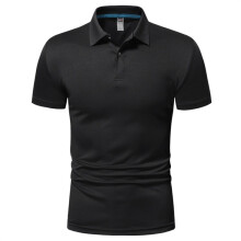 (Black, XL) Men's Summer Solid Polo Shirt Casual Plus Size Short Sleeve Tee