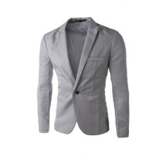 (Gray, XL) Veste de costume unie, coupe ajustée, à simple boutonnage, pour jeunes hommes