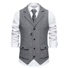 (New black and white, XL) Men's Retro Single-Breasted Casual Waistcoat Suit Vest