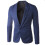 (Navy blue, L) Solid Color Slim Fit Single-Breasted Suit Jacket for Young Men 1