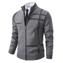 (6932 Light gray, XL) Herren-Strickpullover mit Stehkragen, schmal geschnitten, dick, warm, modisch, für den Winter