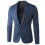 (Royal Blue, M) Solid Color Slim Fit Single-Breasted Suit Jacket for Young Men 1