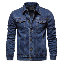 (Dark Blue, 5XL) Men's Slim Fit Korean Denim Jacket Oversized Casual Cardigan Coat