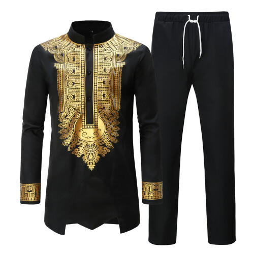 (Black, M) Spring Autumn Versatile Printed British Men's Suit TZ11