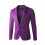 (Purple, XL) Solid Color Slim Fit Single-Breasted Suit Jacket for Young Men 1