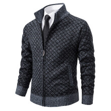 (Dark Gray, 3XL) Męski zimowy gruby polarowy kardigan z kapturem i zamkiem błyskawicznym, sweter ze stójką i wełnianą dzianiną