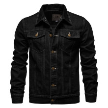 (Black, XL) Men's Slim Fit Korean Denim Jacket Oversized Casual Cardigan Coat