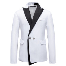 (White, 3XL) Men's Slim Fit Business Suit Groom Groomsman Dress for Male Singers