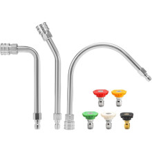Kit de Rallonge pour Nettoyeur Haute Pression - 30, 90, 120 - Nettoyage de Gouttières - 5 Embouts - Raccord Rapide 1/4 Pouce