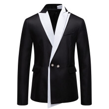 (Black, 3XL) Men's Slim Fit Business Suit Groom Groomsman Dress for Male Singers