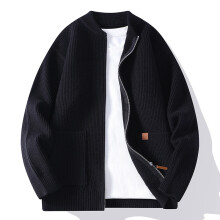 (Black, L) Męski jesienny sweter kardigan sweter kurtka prosty w paski casualowy płaszcz