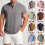 (Camel, M) Summer Men's Linen Short Sleeve Stand Collar Pullover Solid Casual Loose Shirt 2