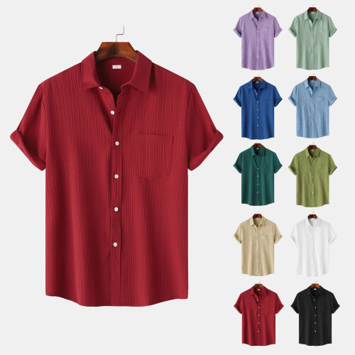 (Light Green, L) Herren Sommer Polo Kurzarmhemd, einfarbig, lässige Passform 1