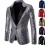 (Black, S) Gold Sequin Blazer Korean Men's Suit Jacket Set 5